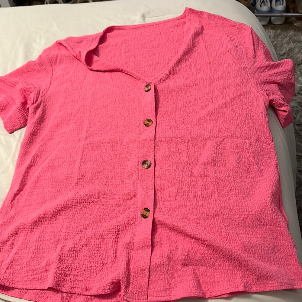 Pink button up blouse